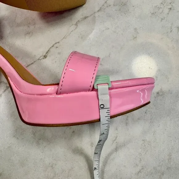 Madden Siren Pink Patent Platform Block Heel Sandals Women’s 8.5 Barbiecore - Picture 4 of 16
